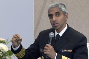 Surgeon General Vivek Murthy speaks during an Archewell Foundation panel discussion in New York City, Oct. 10, 2023.